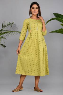 Green woven cotton ethnic-kurtis 1