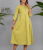 Green woven cotton ethnic-kurtis