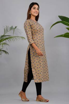 Brown woven cotton kurtas-and-kurtis 1