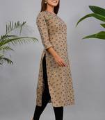 Brown woven cotton kurtas-and-kurtis