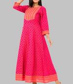 Pink woven cotton kurtas-and-kurtis