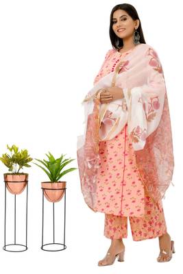 Peach woven cotton combo-kurtis 1