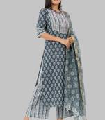 Blue woven rayon combo-kurtis
