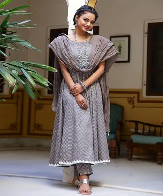 Sunny Dabu Print Anarkali Kurta Pant Set ( Set of 3 ) 1