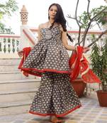 Zillion Dabu Print Sharara Set ( Set of 3 )