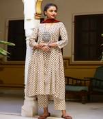 Salsa Dabu Print Kurta Pant Set ( Set of 3 )