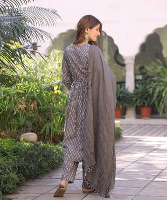 Caramel Dabu Print Kurta Pant Set ( Set of 3 ) 2