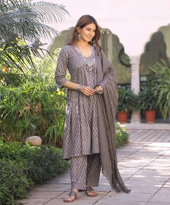 Caramel Dabu Print Kurta Pant Set ( Set of 3 ) 4