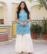 Pearly Dabu Print Kurta Pant Set ( Set of 3 )