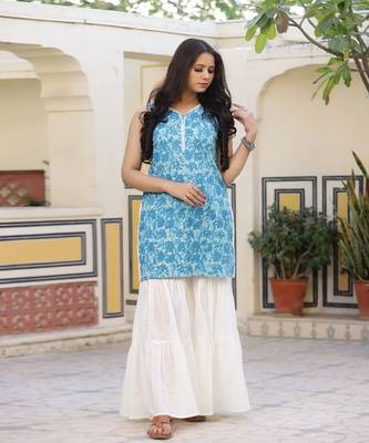 Pearly Dabu Print Kurta Pant Set ( Set of 3 ) 3