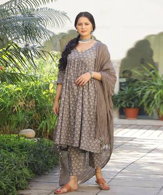 Bloom Dabu Print Kurta Pant Set ( Set of 3 ) 1