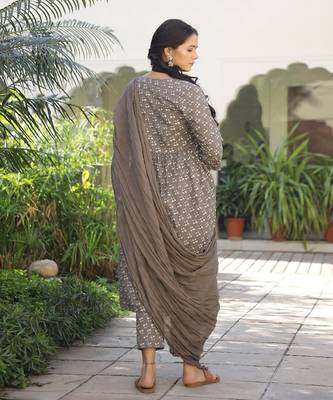 Bloom Dabu Print Kurta Pant Set ( Set of 3 ) 4