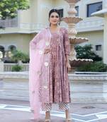 Holly Gulzaar Hand Block Printed Anarkali Suit Set (Set of 3)