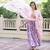 Lavender Hand Block Printed Anarkali Suit Set (Set of 3)