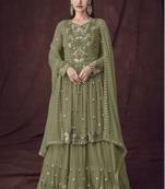 Mehendi embroidered faux georgette salwar