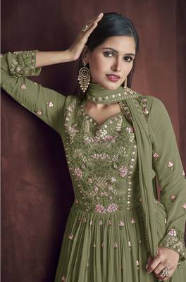 Mehendi embroidered faux georgette salwar 2