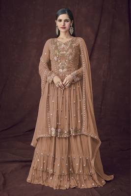 Chiku embroidered faux georgette salwar 1