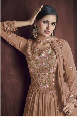 Chiku embroidered faux georgette salwar 2