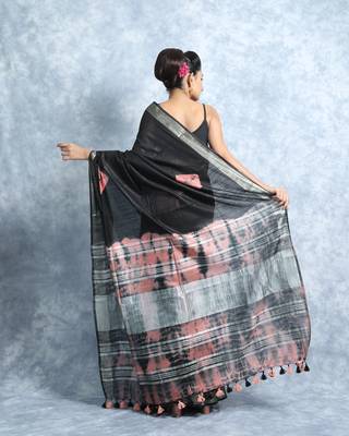 Black Bandhani Print Linen With Blouse  4