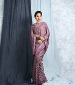 Mauve woven silk saree with blouse