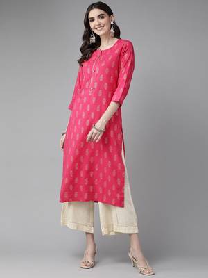 Pink printed cotton kurtas-and-kurtis 1