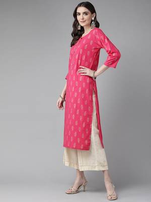 Pink printed cotton kurtas-and-kurtis 2