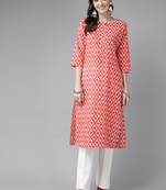 Pink printed cotton kurtas-and-kurtis