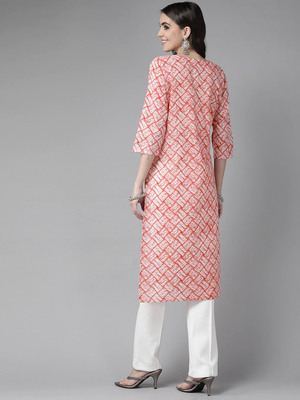 Peach printed cotton kurtas-and-kurtis 3