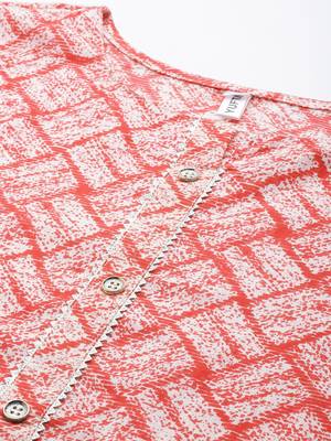 Peach printed cotton kurtas-and-kurtis 4