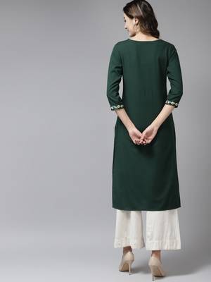 Green embroidered cotton kurtas-and-kurtis 3
