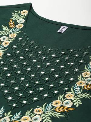 Green embroidered cotton kurtas-and-kurtis 4