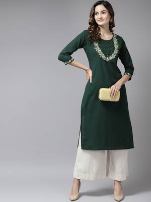 Green embroidered cotton kurtas-and-kurtis 5