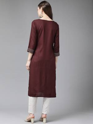 Maroon hand woven rayon ethnic-kurtis 3