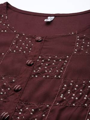 Maroon hand woven rayon ethnic-kurtis 4