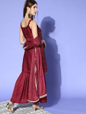 Red hand woven silk ethnic-kurtis 3