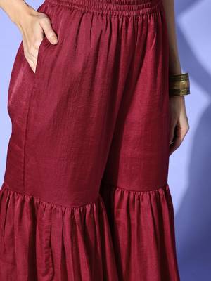 Red hand woven silk ethnic-kurtis 5
