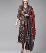 Black printed cotton ethnic-kurtis