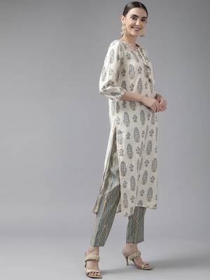 Turquoise hand woven silk ethnic-kurtis 2