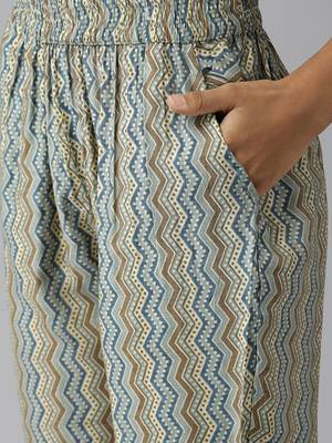 Turquoise hand woven silk ethnic-kurtis 5