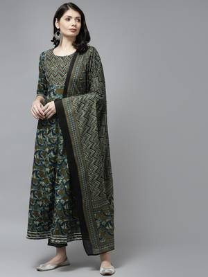 Green hand woven cotton ethnic-kurtis 1