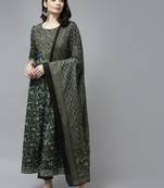 Green hand woven cotton ethnic-kurtis