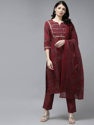 Maroon hand woven cotton ethnic-kurtis 1