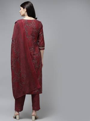 Maroon hand woven cotton ethnic-kurtis 3