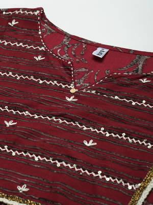 Maroon hand woven cotton ethnic-kurtis 4