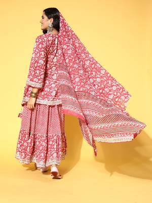 Peach printed cotton ethnic-kurtis 3