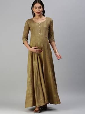 Yellow woven viscose rayon maxi-dresses 1