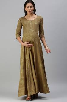 Yellow woven viscose rayon maxi-dresses