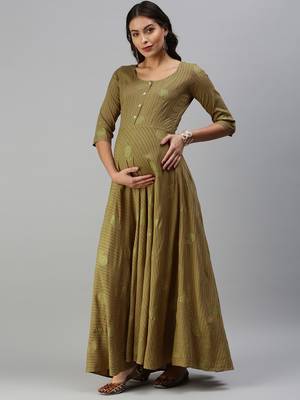 Yellow woven viscose rayon maxi-dresses 3