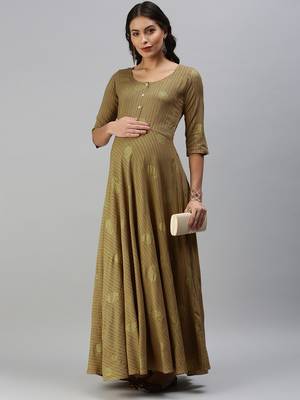 Yellow woven viscose rayon maxi-dresses 4