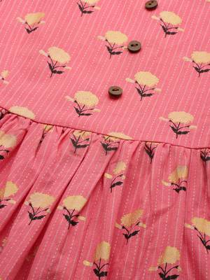 Pink woven blended cotton maxi-dresses 5